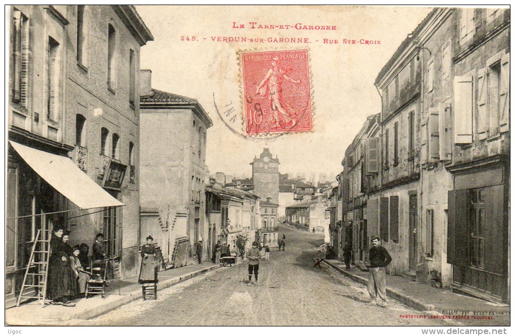 - CPA - 82 - VERDUN-SUR-GARONNE - Rue Ste-Croix  - 383 - Verdun Sur Garonne