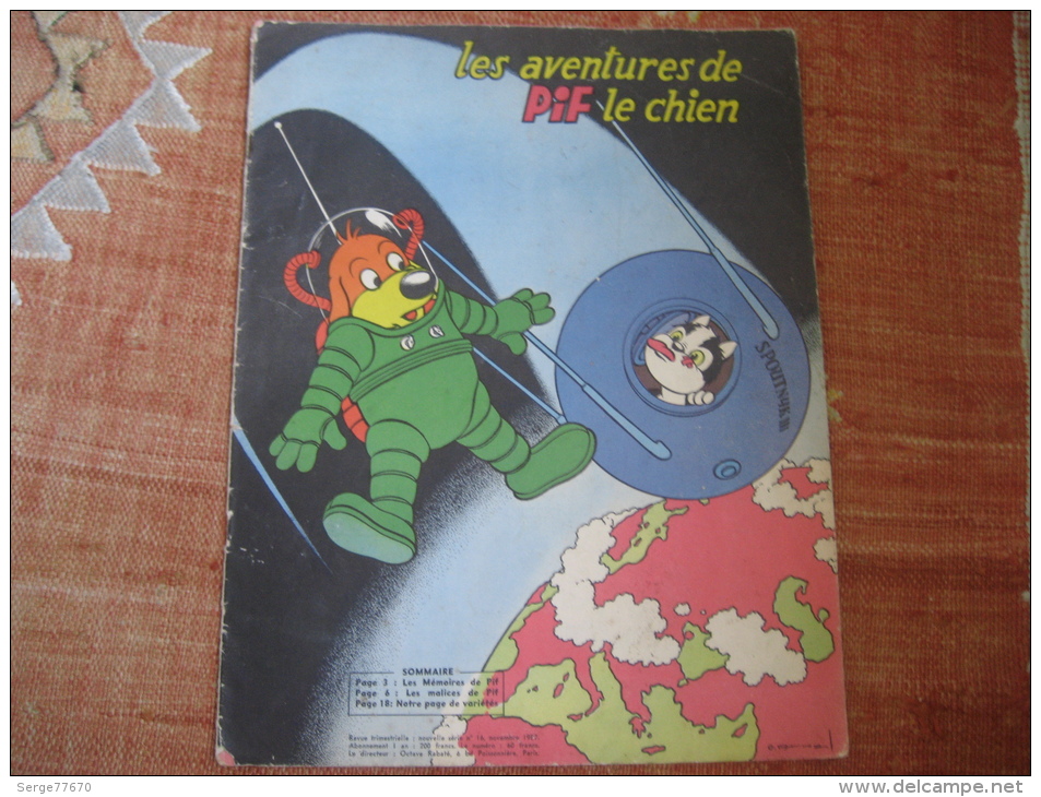 Les Aventures De Pif Le Chien N° 16 De Septembre 1957 Humanité Arnal Vaillant Gadget Placid Muzo Arthur - Pif - Autres