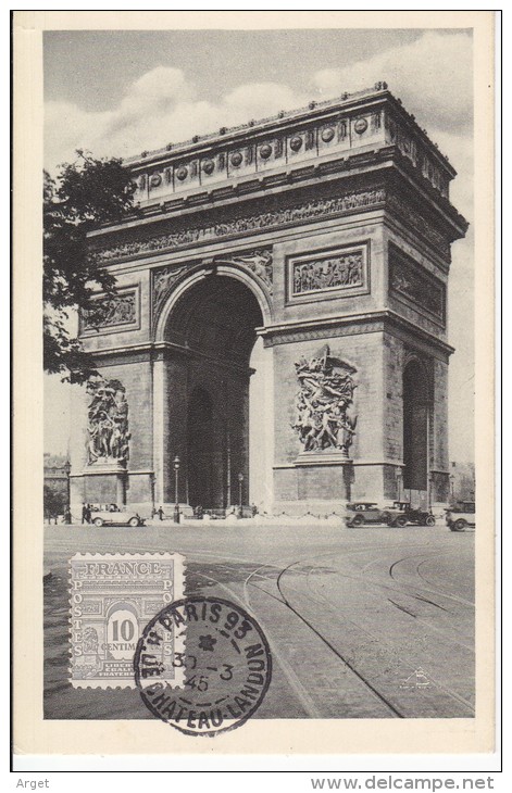 Carte-Maximum FRANCE N°Yvert  621 (Arc De Triomphe) Obl Ord  30.3.45, éd Braun - 1940-1949
