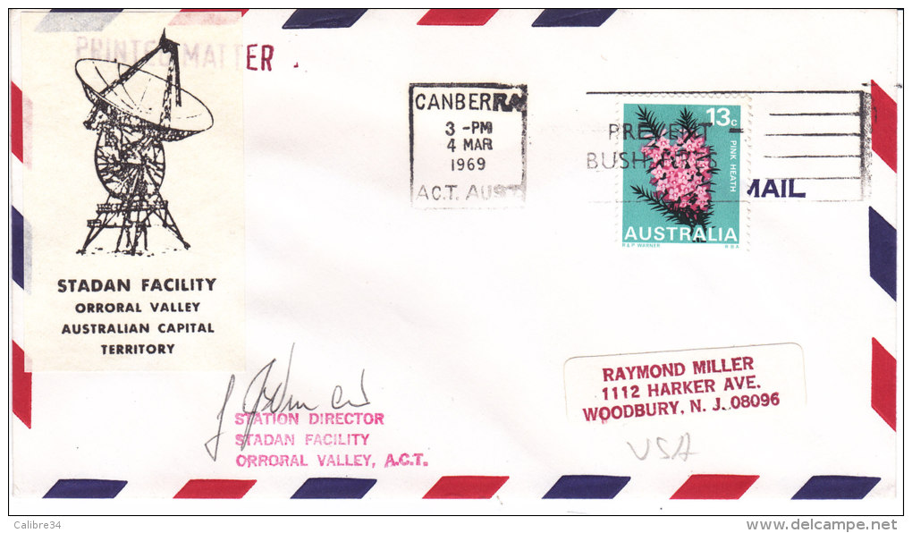 (APOLLO Tracking) STADAN FACILITY Orroral Valley Canberra Australie  Signée Par Directeur De La Station 3, 4 Mars 1969 - Asie