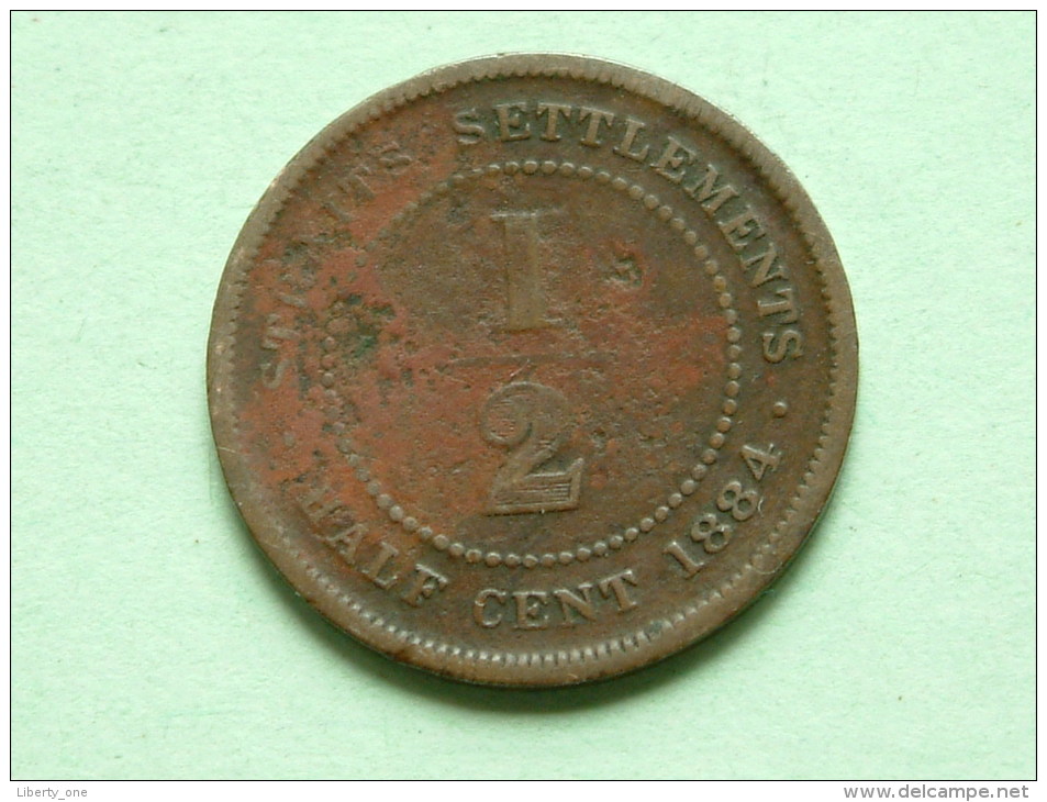 1884 - STRAITS SETTLEMENTS - 1/2 ( HALF ) CENT / KM 8a ( Uncleaned Coin / For Grade, Please See Photo ) !! - Colonies