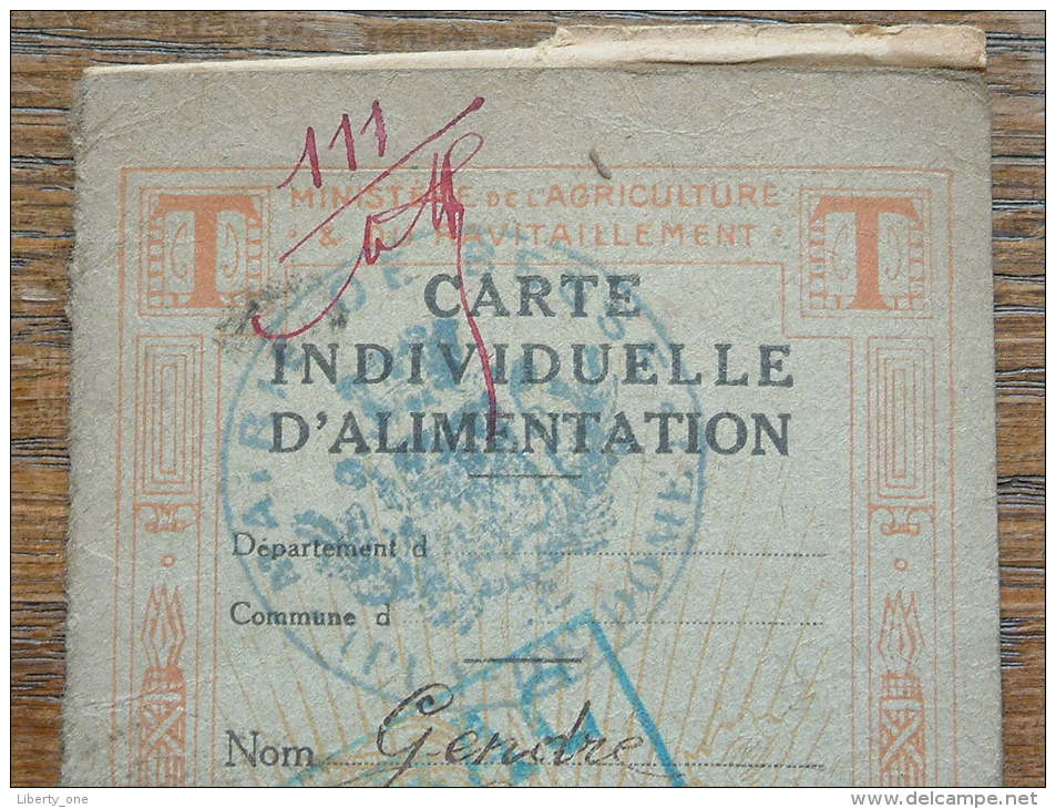 CARTE INDIVIDUELLE D'ALIMENTATION - Maire De BESSE / Puy De Dome GENDRE Pierre ( Délivrée 1918 / Details See Photo ) !! - Documents Historiques