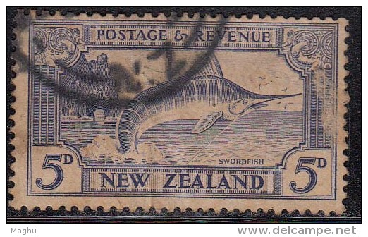 New Zealand Used 1935, 5d Swordfish, Fish - Oblitérés