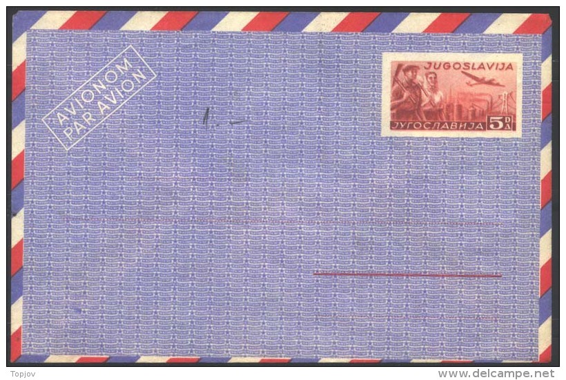 YUGOSLAVIA - JUGOSLAVIA - AIR LETTERA  Mi. LU2 127 Mm - INDUSTRY - KARMIN RED - 1948 - Entiers Postaux