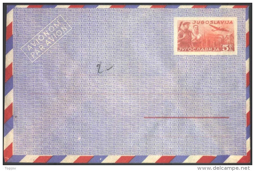 YUGOSLAVIA - JUGOSLAVIA - AIRMAIL LETTER  Mi.LU2 - INDUSTRY - LIGHT RED - 1948 - Entiers Postaux