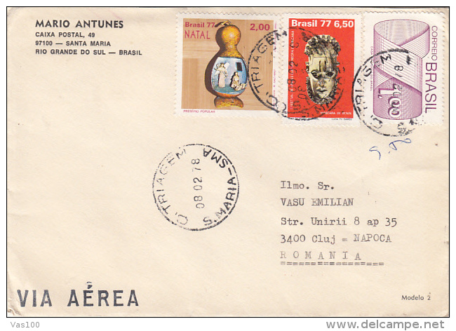 ART ITEMS, SCULPTURE, STAMPS ON COVER, 1978, BRASIL - Cartas & Documentos