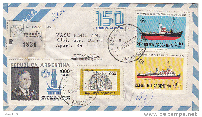 SHIPS, POST PALACE, GENERAL, ENERGY, STAMPS ON COVER, 1980, ARGENTINA - Covers & Documents