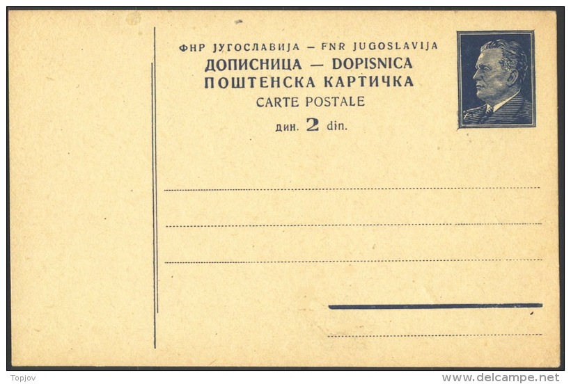 YUGOSLAVIA - JUGOSLAVIA - PC  Mi. P129  - TITO - 1949 - Postal Stationery