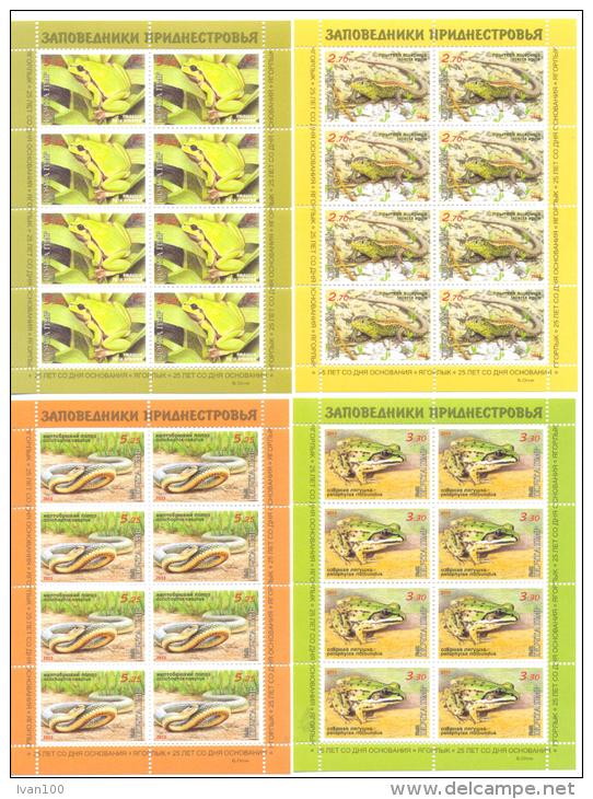 2013, Natural Reserves, Jagorlyk, Reptilies & Amphibies, 4 Sheetlets, Mint/** - Kikkers