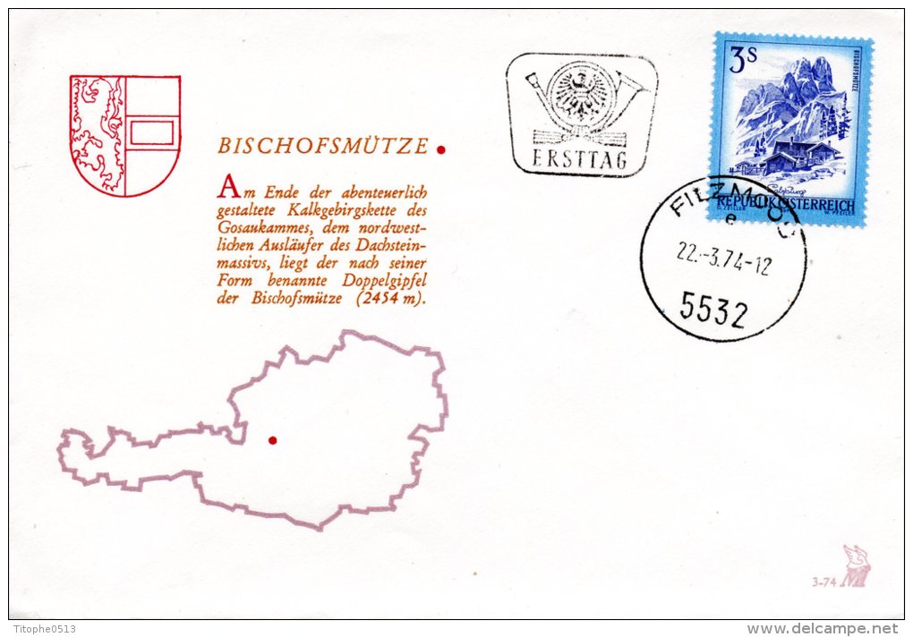 AUTRICHE. N°1272 Sur Enveloppe 1er Jour (FDC) De 1974. Montagnes. - Montagne