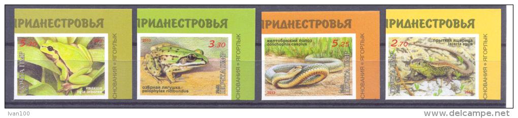 2013, Natural Reserves, Jagorlyk, Reptilies & Amphibies, 4v IMPERFORATED, Mint/** - Snakes