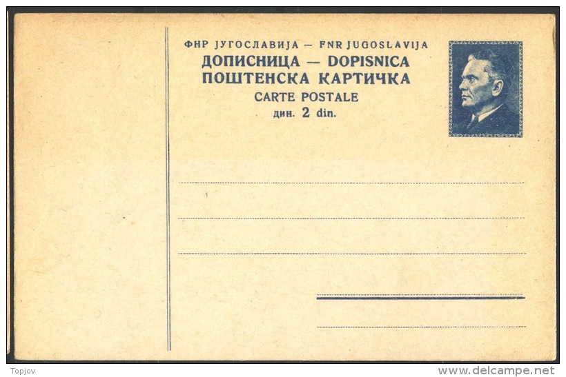 YUGOSLAVIA - JUGOSLAVIA -  PC  Mi. P129  - TITO  - 1949 - Postal Stationery