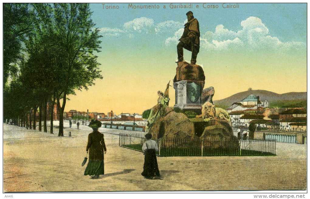 TORINO - MONUMENTO A GARIBALDI E CORSO CAIROLI - ORIGINALE D´EPOCA 100% - Autres Monuments, édifices