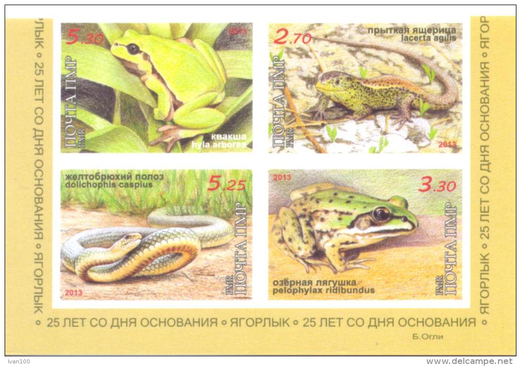 2013, Natural Reserves, Jagorlyk, Reptilies & Amphibies, 4v IMPERFORATED Se-tenant, Mint/** - Serpents