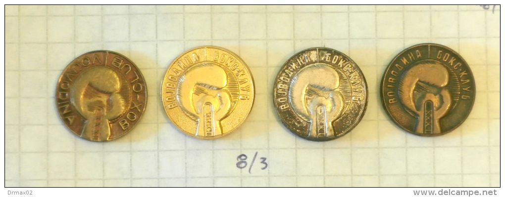 BK VOJVODINA Novi Sad (Serbia) Yugoslavia / BOXING CLUB - Lot Of 4 Pins (old-gold, Gold, Silver, Bronse - Boxing