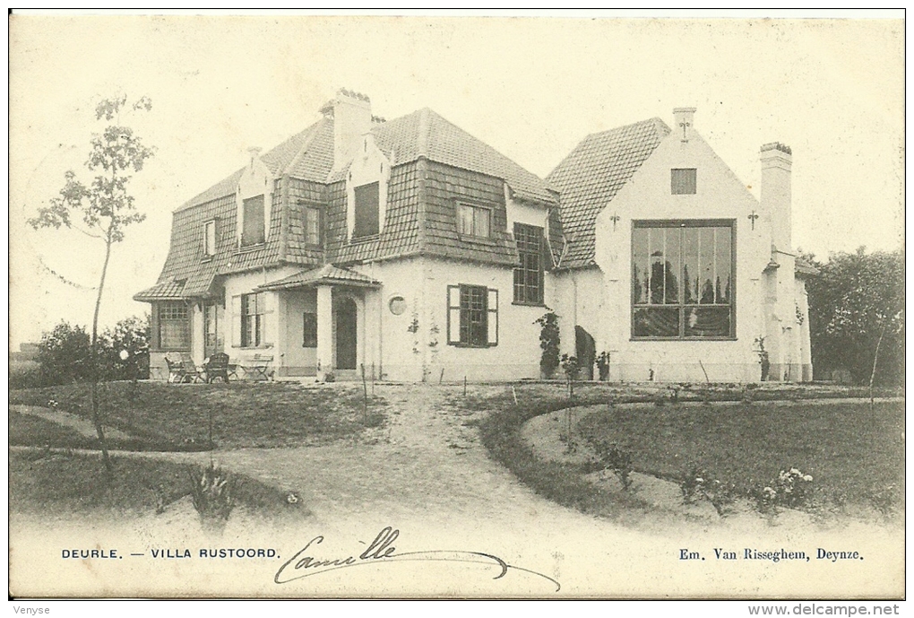 Très Rare CPA : DEURLE ¤  Villa Rustoord  1904 - Sint-Martens-Latem