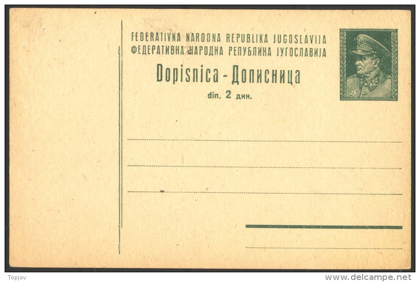 YUGOSLAVIA - JUGOSLAVIA  -  PC  Mi. P124 A  - TITO  - 1949 - Entiers Postaux