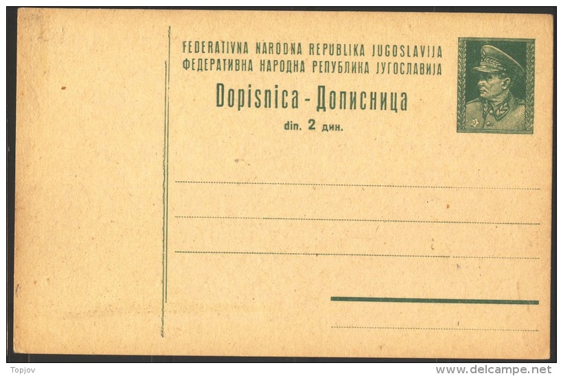 YUGOSLAVIA - JUGOSLAVIA  -  PC  Mi. P124 C  - TITO  - 1949 - Postal Stationery