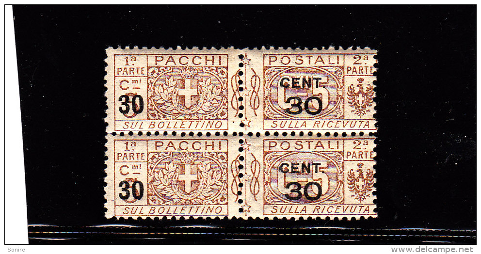 ITALIA REGNO 1923 COPPIA PACCHI POSTALI SOPRASTAMPATO CENT. 30 SU 5 NUOVI MNH** - Pacchi Postali