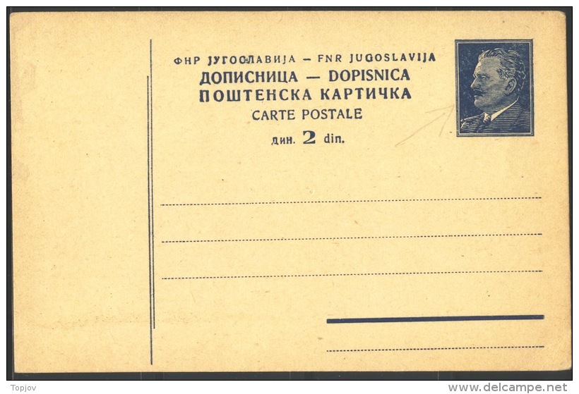 YUGOSLAVIA - JUGOSLAVIA  - ERROR  -  PC  Mi. P129   - TITO  With "MOUSTACHE"  - 1949 - Postal Stationery