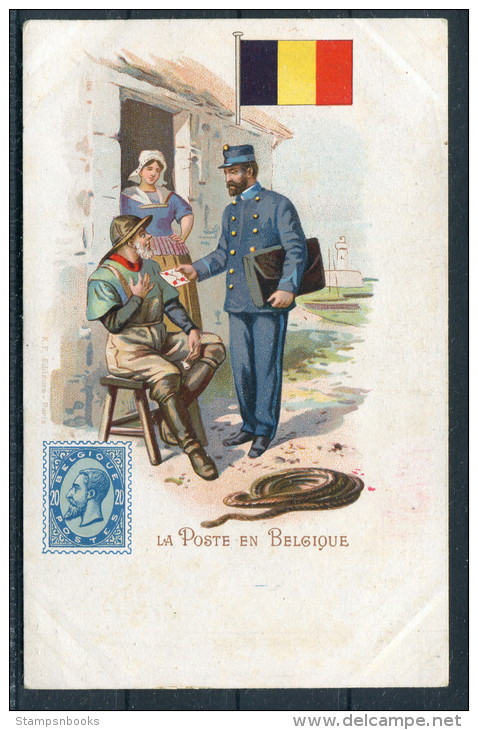 La Poste En Belgique - Belgium Stamp, Flag &amp; Postman - Postal Services