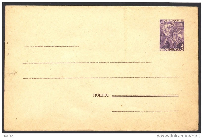 YUGOSLAVIA - JUGOSLAVIA  -   LETTER  Mi. U13 I  - MINER - SERBIA  - 1949 - Postal Stationery