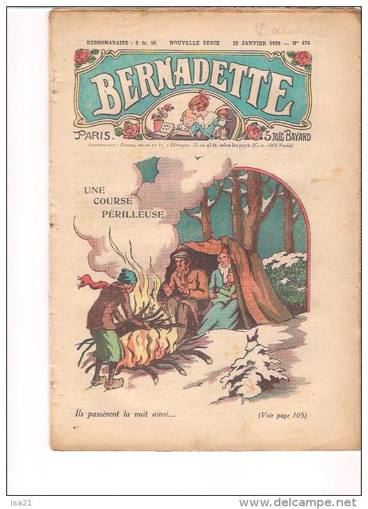 BERNADETTE: Revue Pour Les Jeunes Filles  29 Janvier 1939 " Une Course Périlleuse " , Dolly, Vanité ...n° 474 - 1900 - 1949