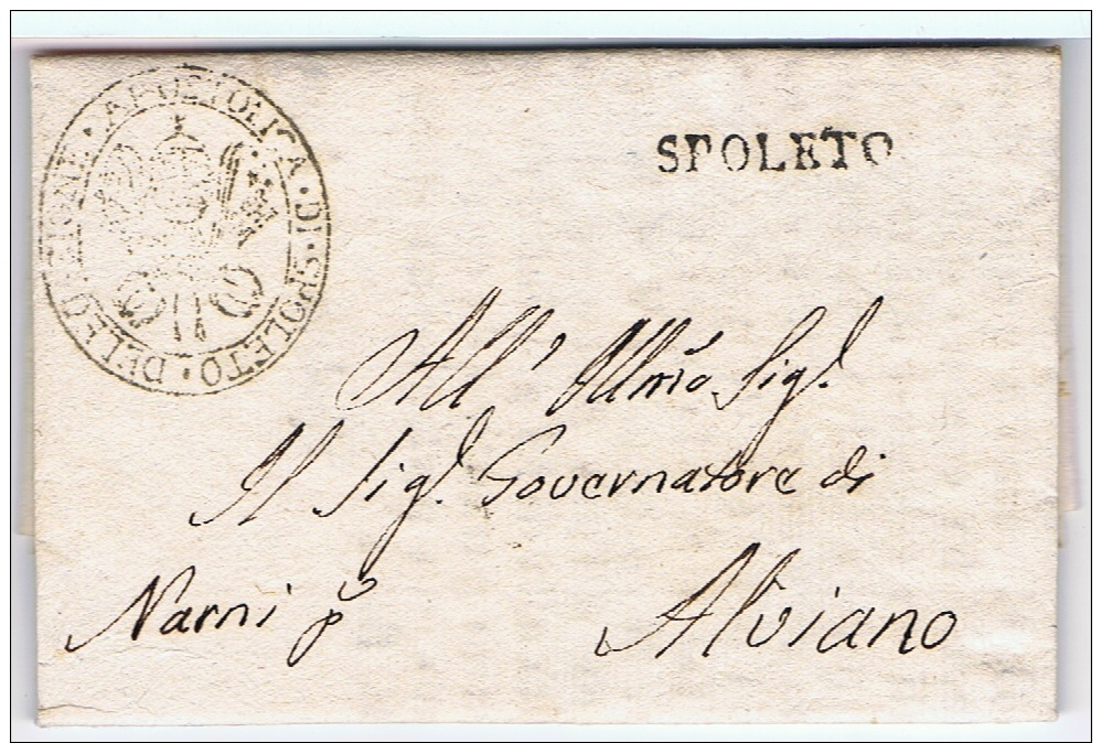 Delegazione Di SPOLETO Sotto Direzione Di Polizia Provinciale 17.02.1841 Vers Zerni - 1. ...-1850 Prefilatelia