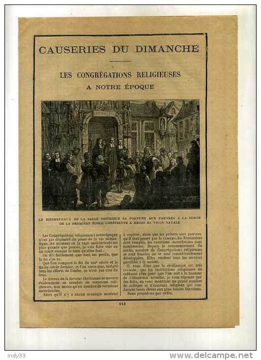 - CAUSERIES DU DIMANCHE . 4 PAGES LIBRES . N°112 .LES CONGRETATIONS RELIGIEUSES A NOTRE EPOQUE . - Revues Anciennes - Avant 1900