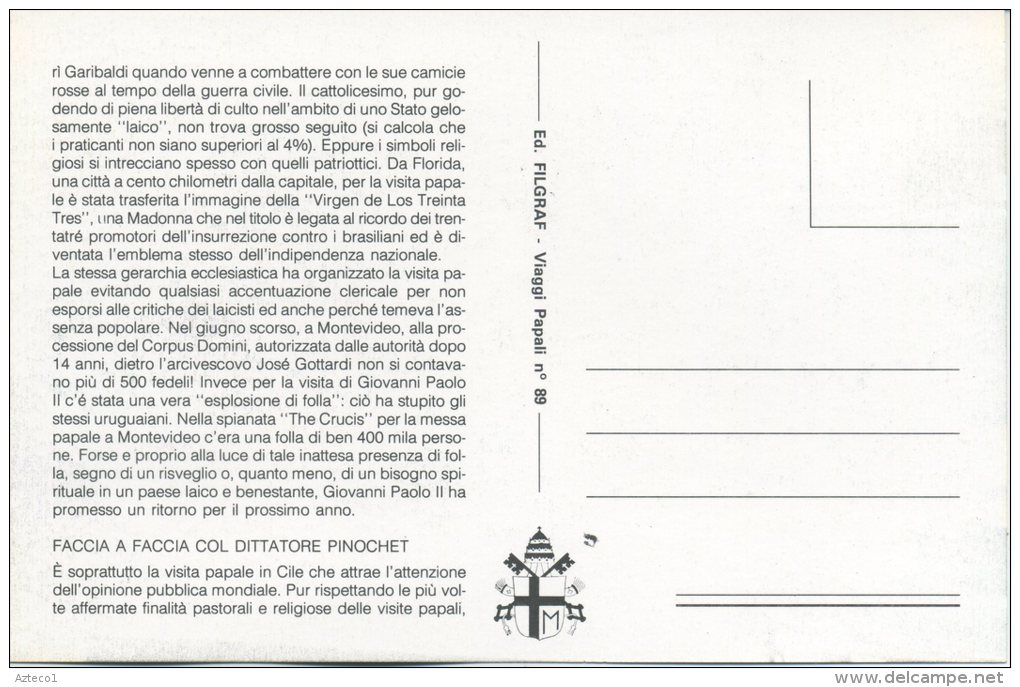 VATICANO - VIAGGIO DI PAPA GIOVANNI PAOLO II IN ARGENTINA - CILE - URUGUAY - 1987 - Vaticano