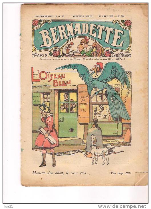 BERNADETTE: Revue Pour Les Jeunes Filles 27 Août 1939  " L'oiseau Bleu " N° 504 - Bernadette