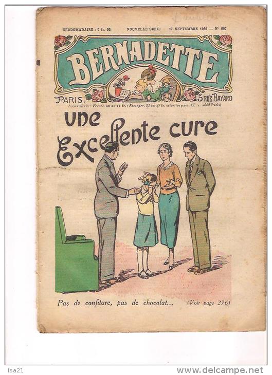 BERNADETTE: Revue Pour Les Jeunes Filles 17 Septembre 1939  " Une Excellente Cure" N° 507 - Bernadette