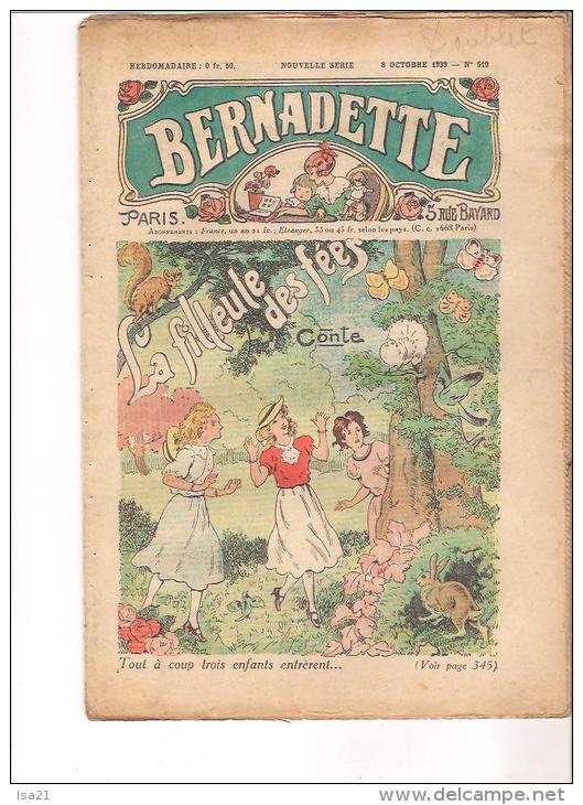 BERNADETTE: Revue Pour Les Jeunes Filles 8 Octobre 1939  "la Filleule Des Fées " N° 510, Dollky Etc. - 1900 - 1949