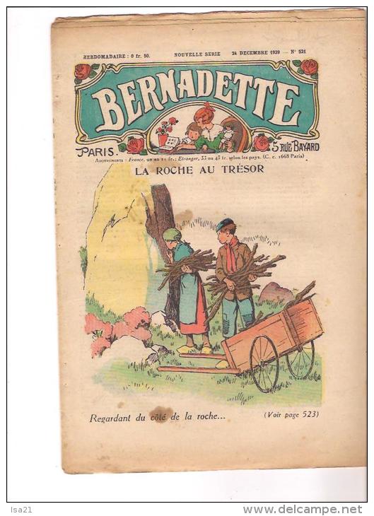 BERNADETTE: Revue Pour Les Jeunes Filles 24 Decembre 1939  " La Roche Au Trésor N° 521 - Bernadette