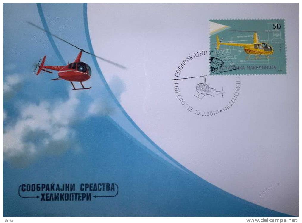 Macedonia / FDC / Transportation / Flying Objects / Helicopters - Macédoine Du Nord