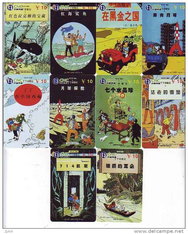 T04162 China Phone Cards Tintin 10pcs - BD