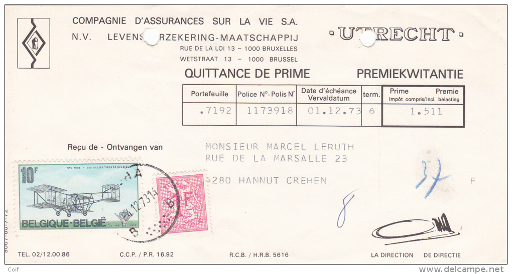 859 Op Quittance (Kwitantie) - 1951-1975 Heraldieke Leeuw