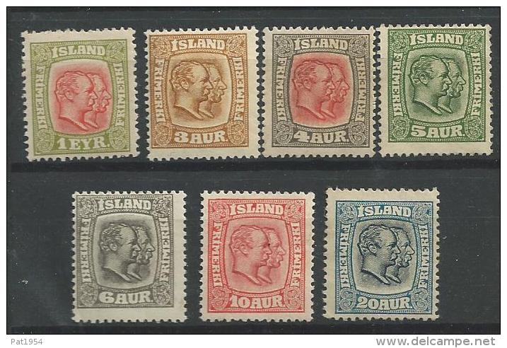 Islande 1913 N° 75/81  Neufs * MH  Cote 300 Euros - Ongebruikt