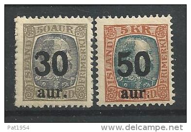 Islande 1925 N° 113/114  Neufs * MVLH (n°114 Near MNH) Cote 90 Euros - Neufs