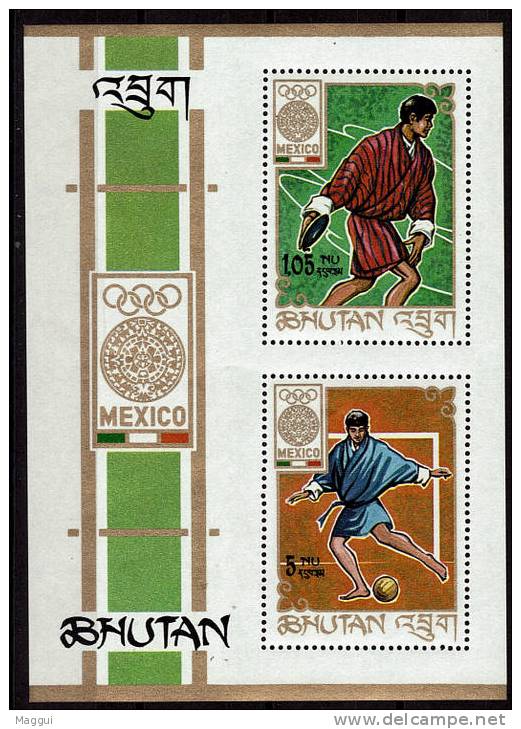 BHOUTAN  BF   * *  Jo 1968   Football  Soccer Fussball  Lancer Du Disque - Unused Stamps