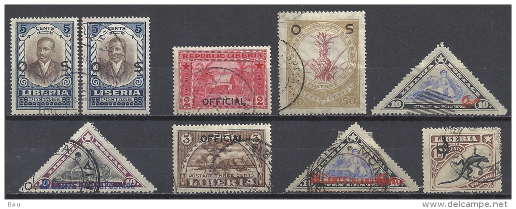 Liberia Sammlung Überduckmarken In Rot, Schwarz, Surcharge In Red, Black And Blue, OS, Official, - Liberia