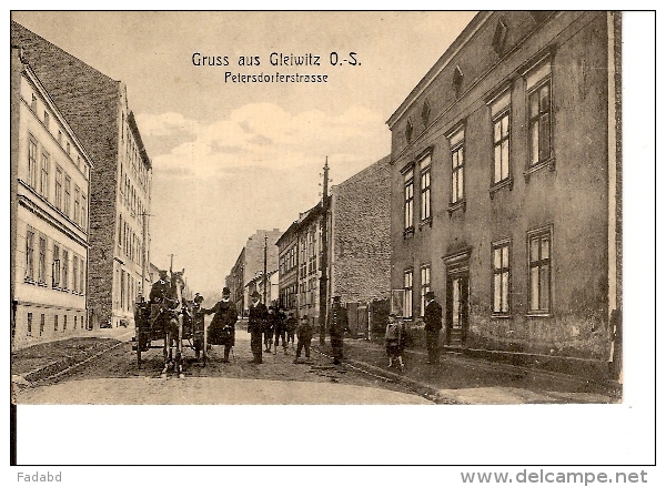 GRUSS AUS GLEIWITZ O.S. PETERSDORFERSTRASSE ATTELAGE CHEVAL ECRIS ANIMATION - Polen
