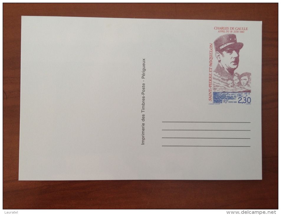 Saint Pierre Et  Miquelon Num 30 De Gaulle - Postal Stationery
