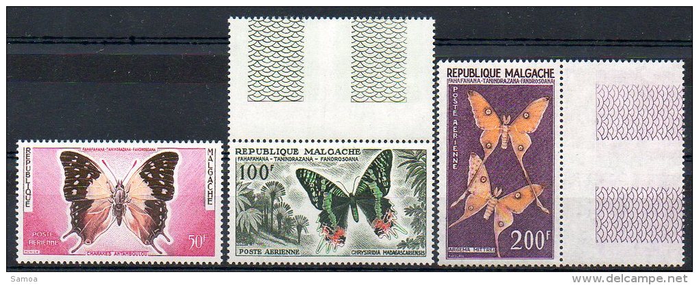 Madagascar 1960 PA 80 - 81 Bdf - 82 Bdf ** Papillons - Madagascar (1960-...)