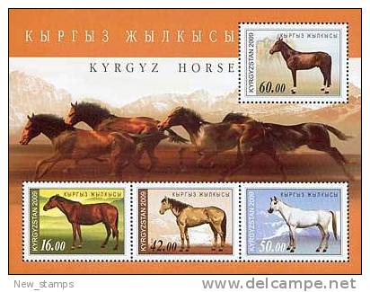 Kyrgyzstan 2009 Horses Mountains SS MNH - Kirgizië