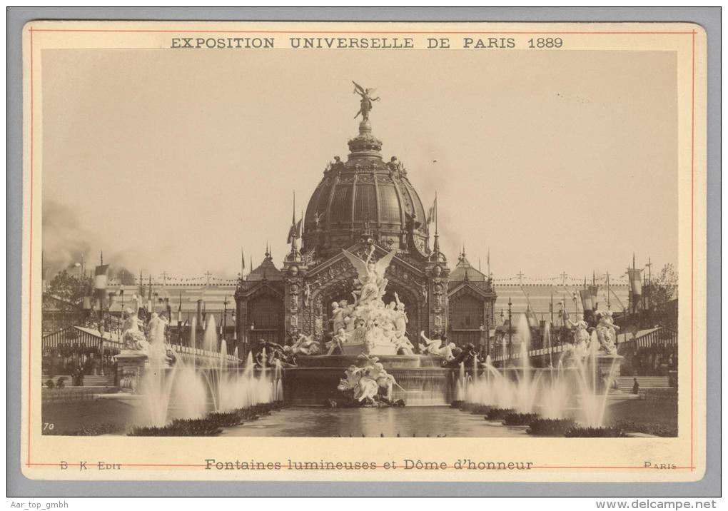 Foto ~1889 France ParisExposition Universelle Fontaines Luminenes Et Dôme D?honneur B.K. Edit - Anciennes (Av. 1900)