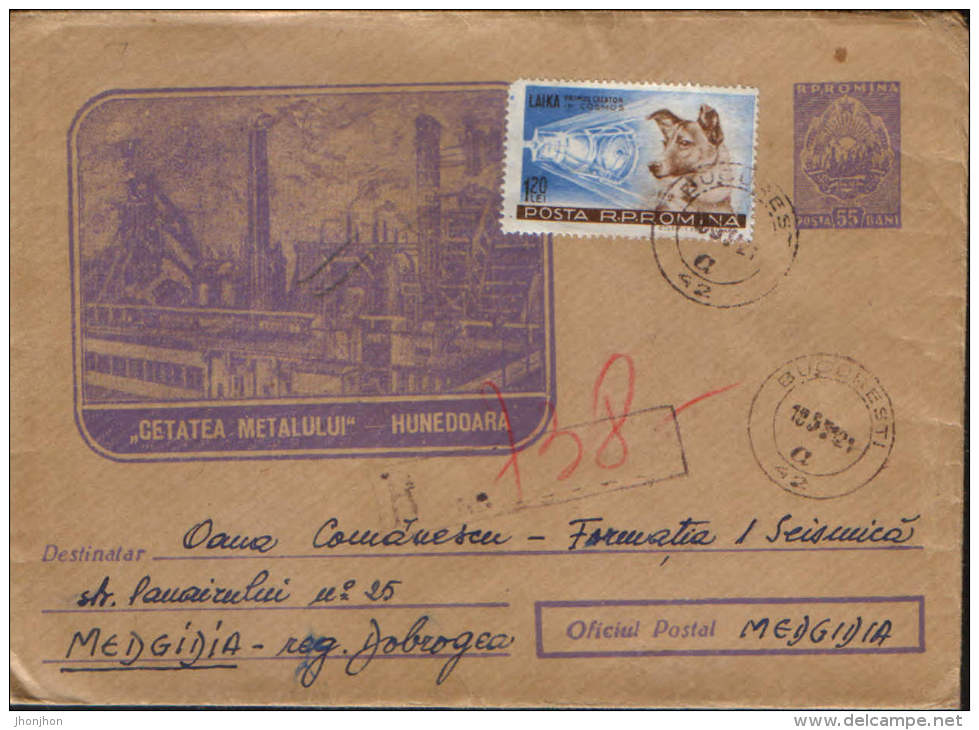 Romania-Postal Stationery Cover Circulated In 1961-Furnace Steelmaking In Hunedoara - Interi Postali