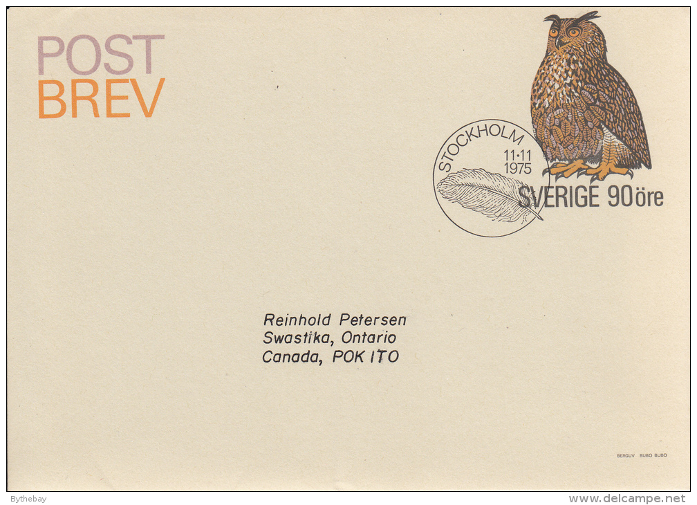 Sweden Postal Stationery 95o Owl - Ganzsachen