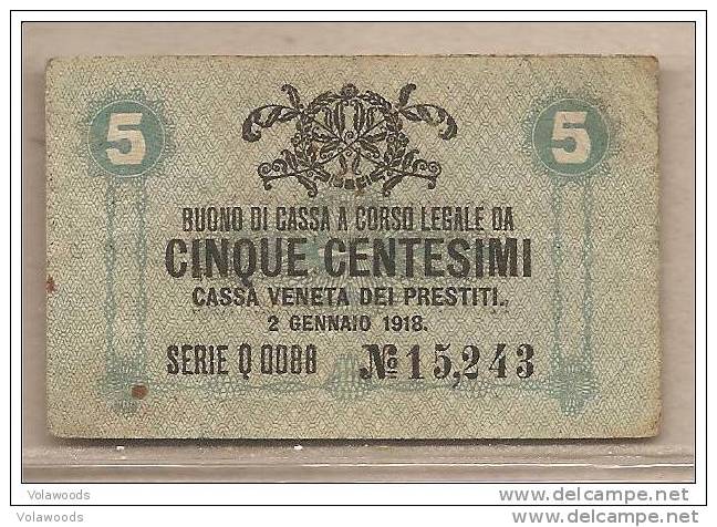 Italia - Buono Di Cassa Da 5 Centesimi Circolato Cassa Veneta Dei Prestiti - 1918 - Buoni Di Cassa