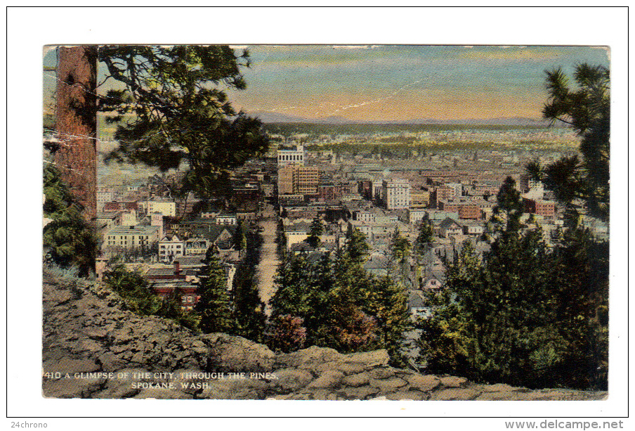 Etats Unis: Spokane, A Glimpse Of The City, Through The Pines (13-2731) - Spokane